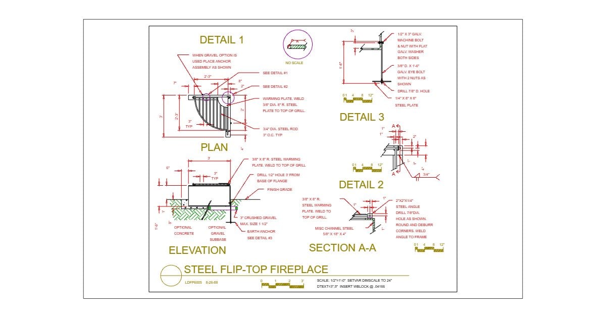 Steel flip-top fireplace (USFS LDFP6005)
