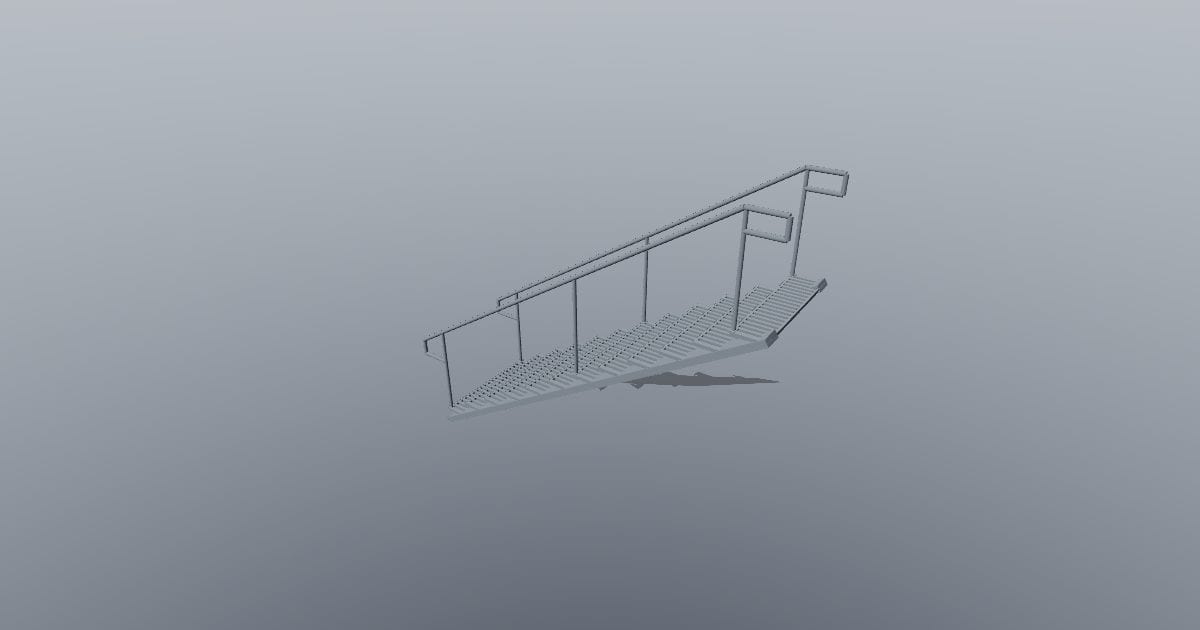 Steel industrial stair with grating treads