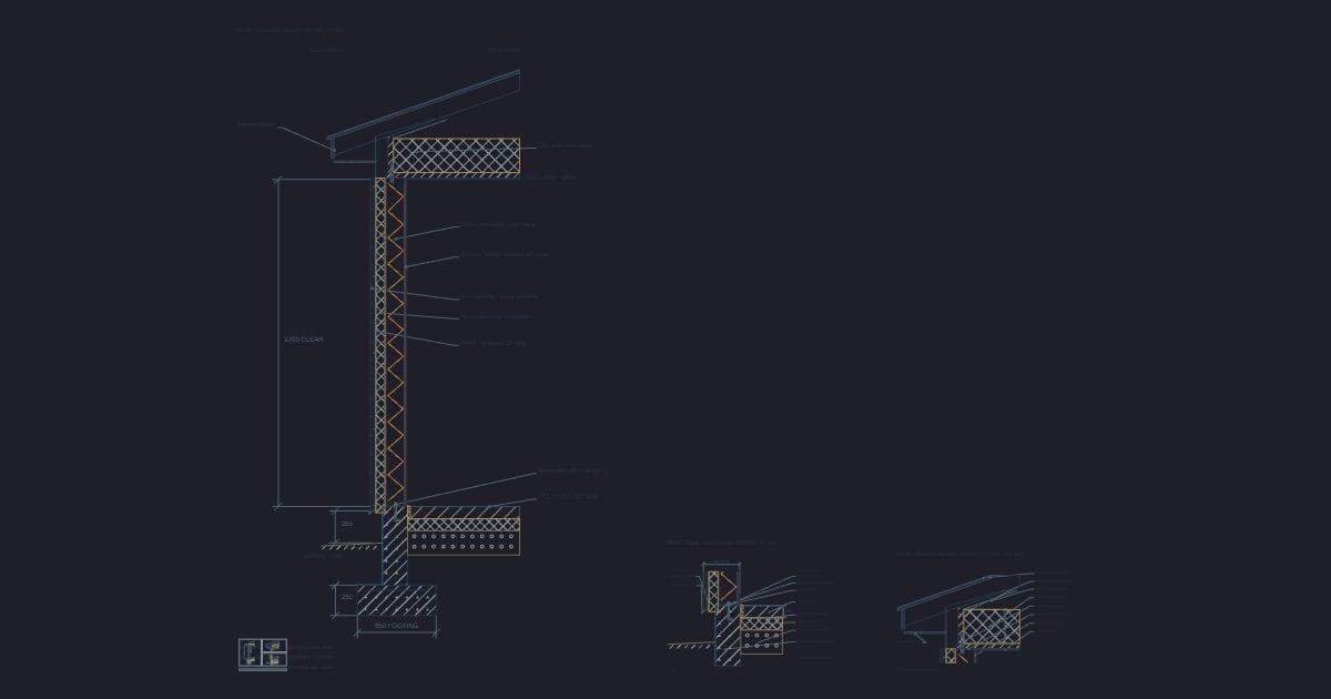 Steel stud wall: foundation-to-roof section
