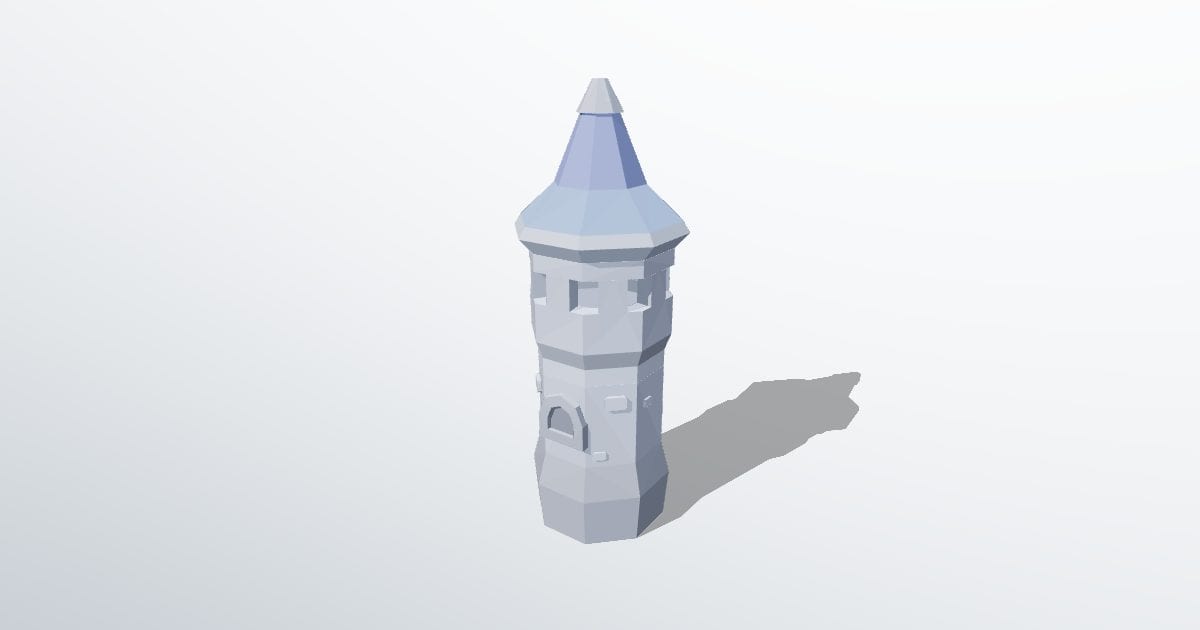 Stone tower, low poly