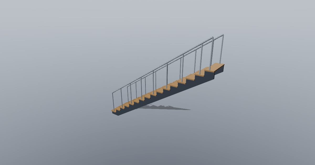Straight stair with rails