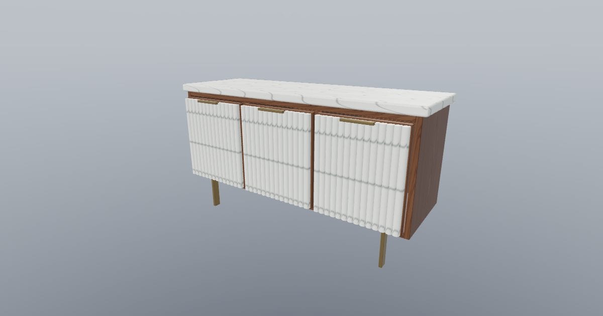STRATA - Ribbed Marble Credenza