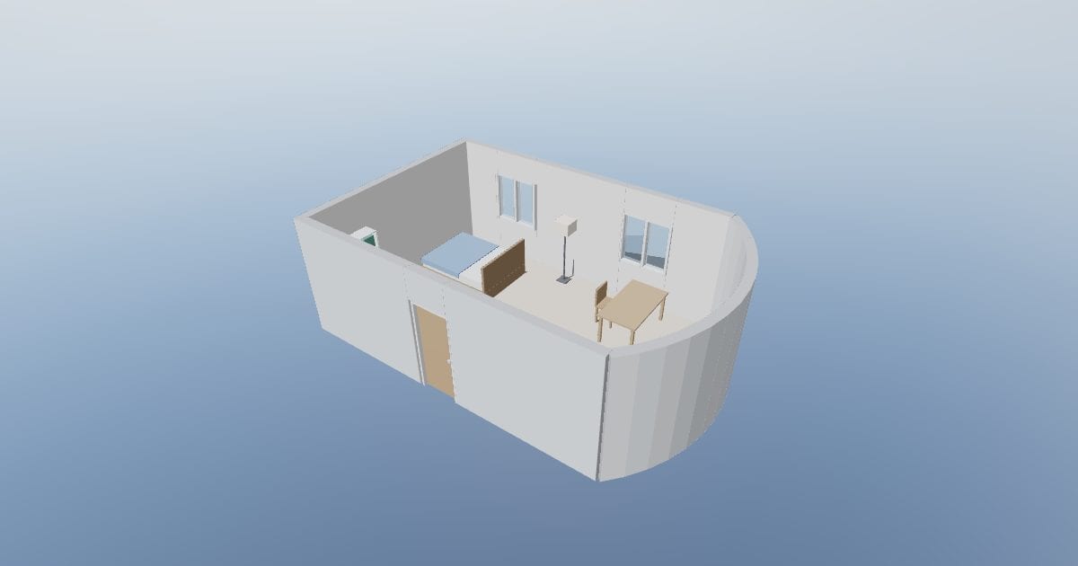 Studio with a curved wall