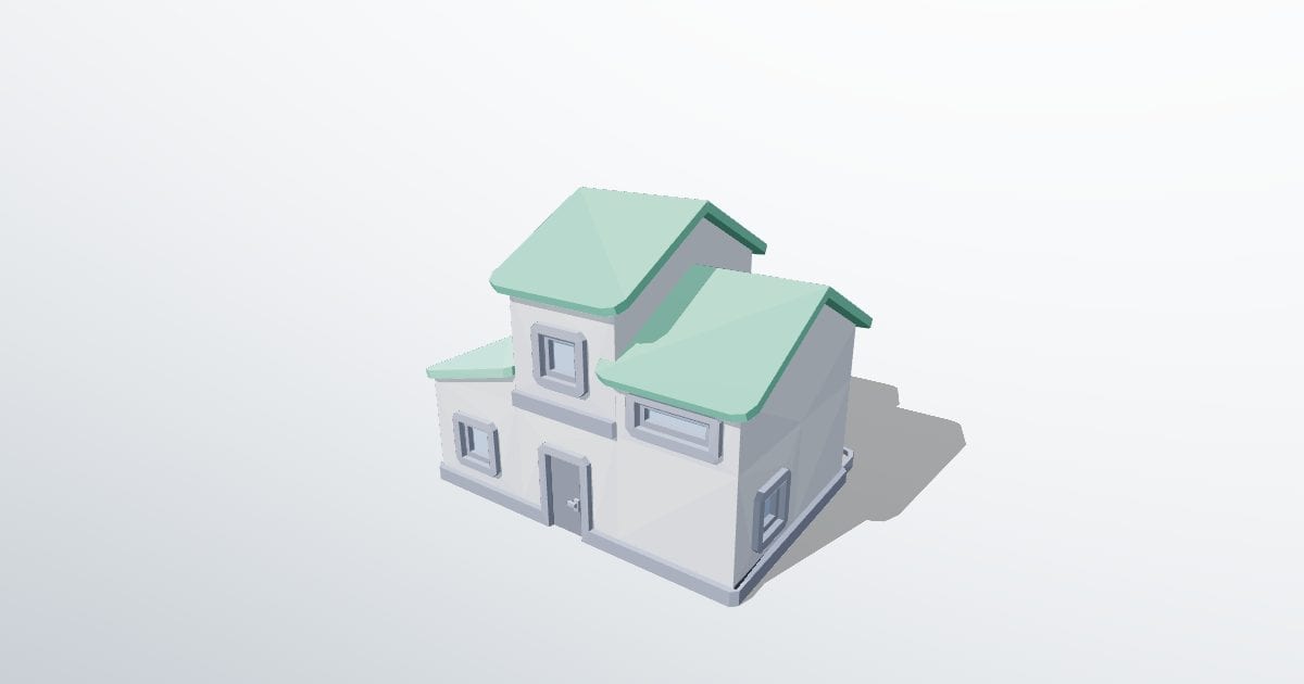 Suburban house, low poly
