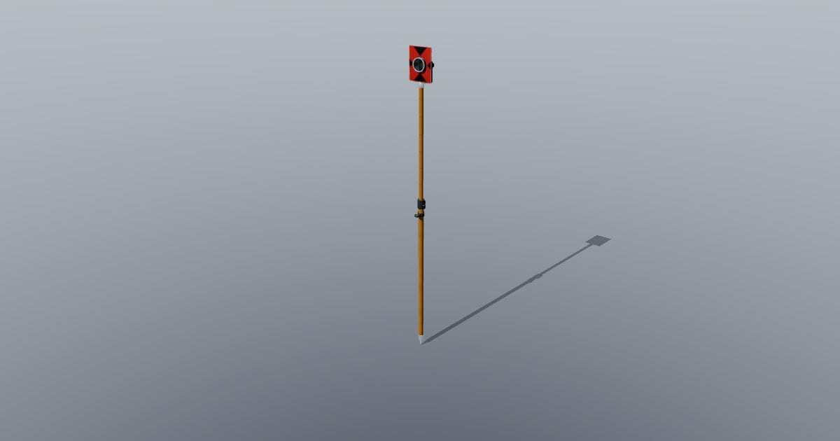 Survey prism with target on prism pole