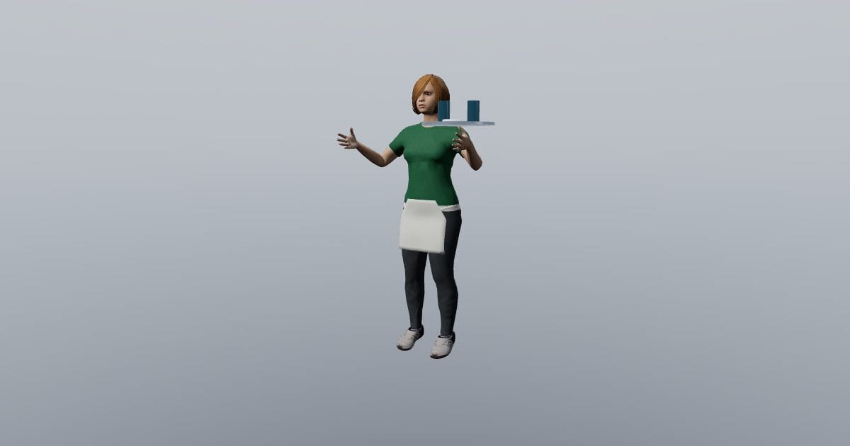 Taylor - 3D Person, Waiter with serving tray
