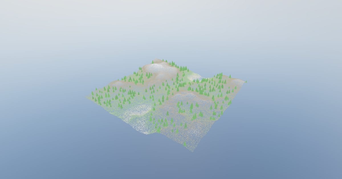 Terrain survey with trees