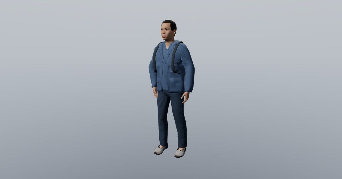 Theo - 3D Person, Teenager standing with backpack