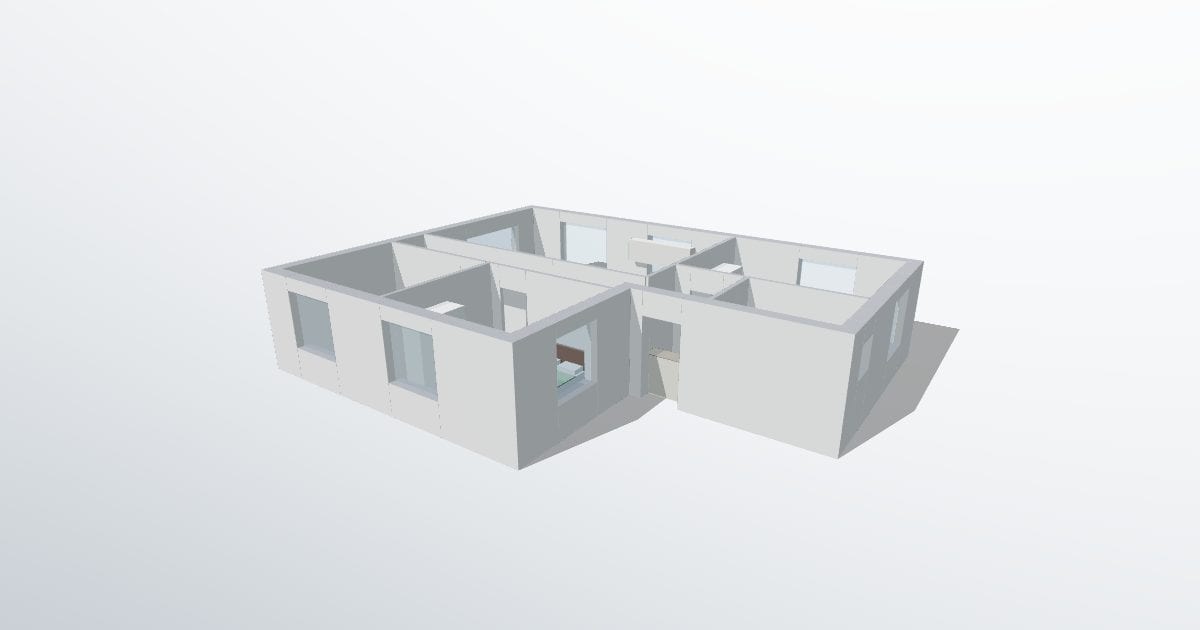 Three-bedroom flat, L-shaped
