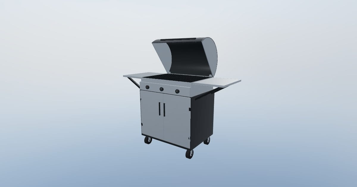 Three-burner gas grill with hood