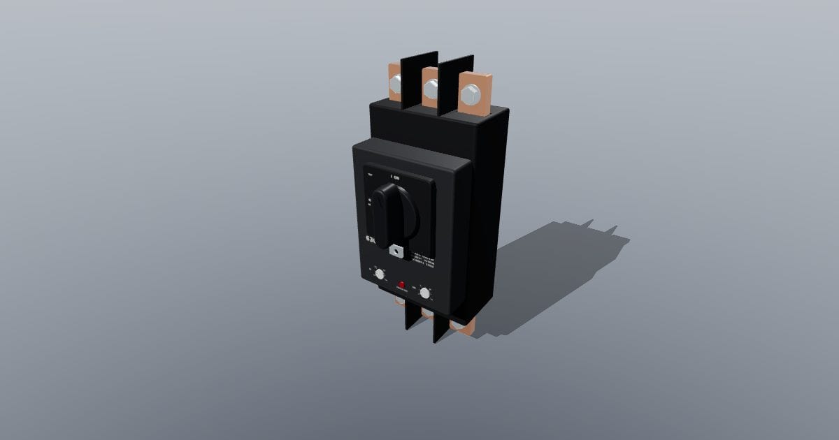 Three-pole MCCB 630 A frame with rotary handle