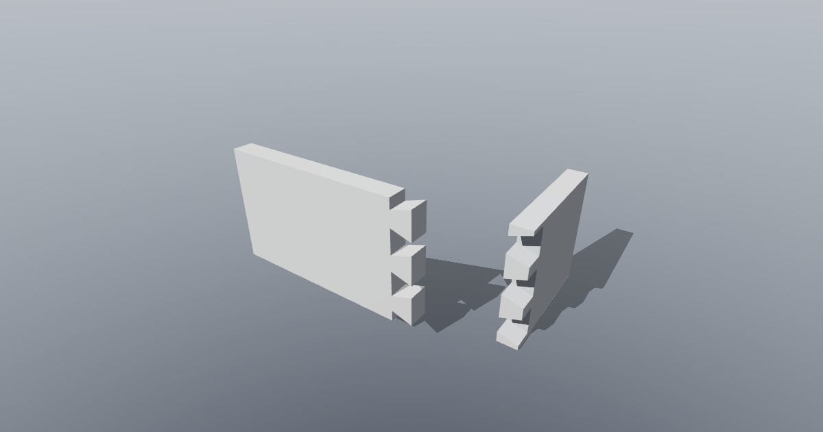 Through dovetail timber joint, exploded (3MF)