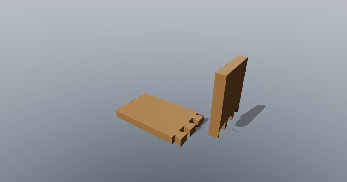 Through dovetail timber joint, exploded