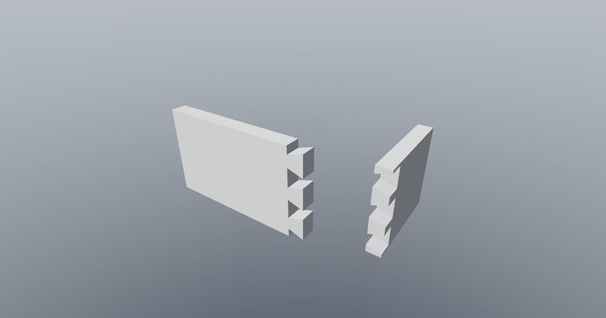 Through dovetail timber joint, exploded (Collada DAE)