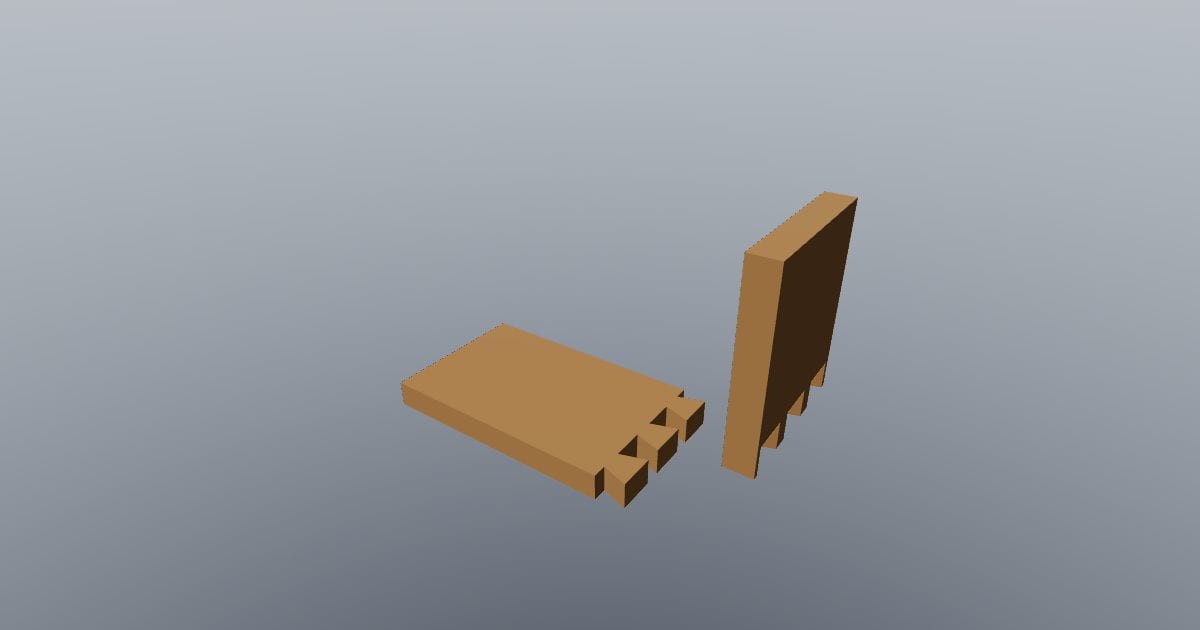 Through dovetail timber joint, exploded (PLY)