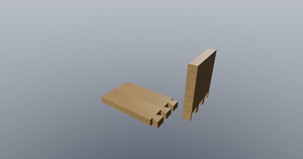 Through dovetail timber joint, exploded (USDZ)