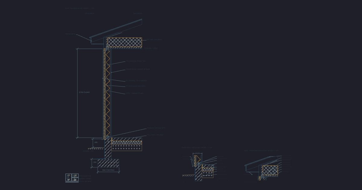 Timber frame wall: foundation-to-roof section