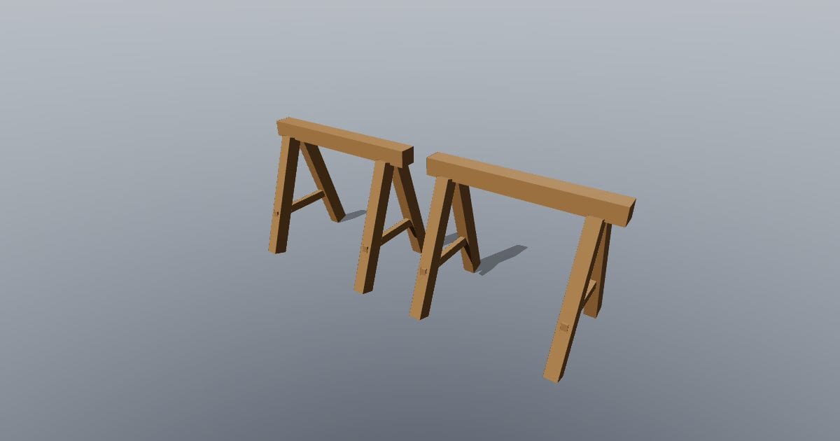 Timber sawhorse pair