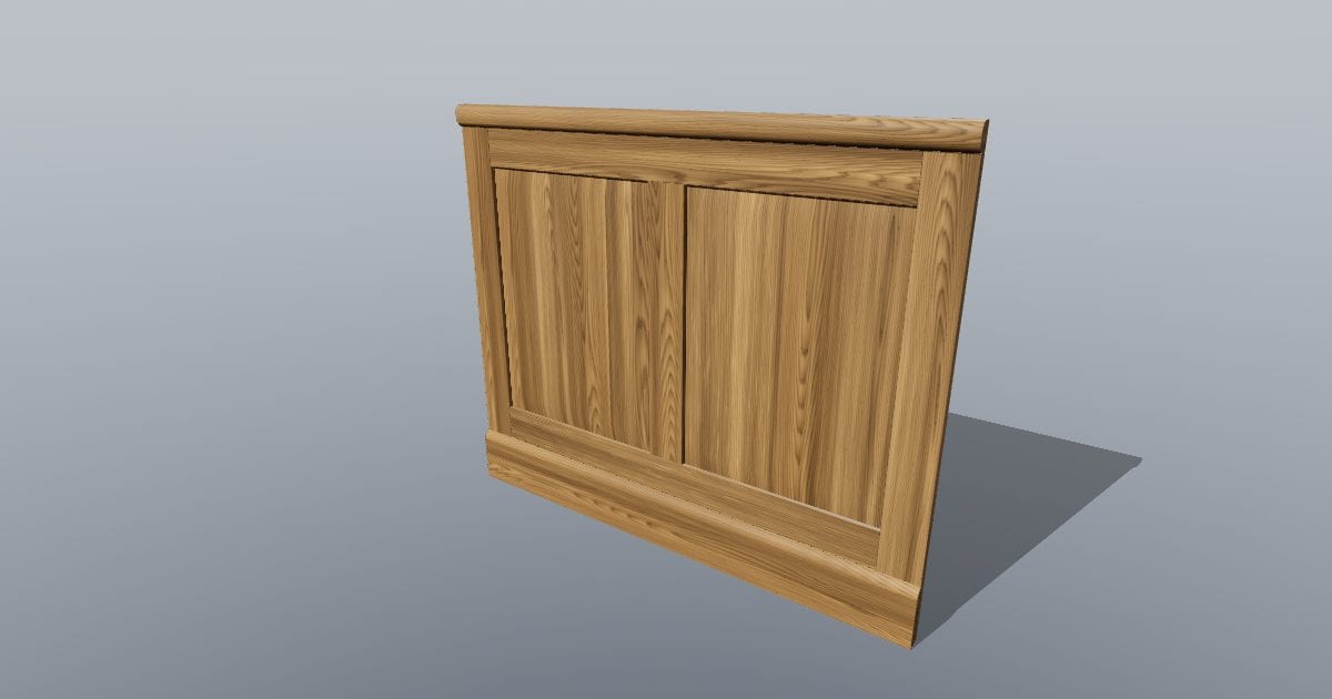 Timber wainscoting panel 1200 x 1000 mm (oak, raised panels)