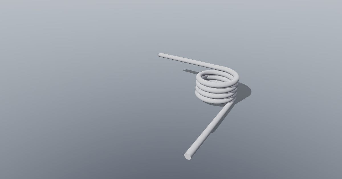 Torsion spring, 12 mm coil OD, 90-degree legs