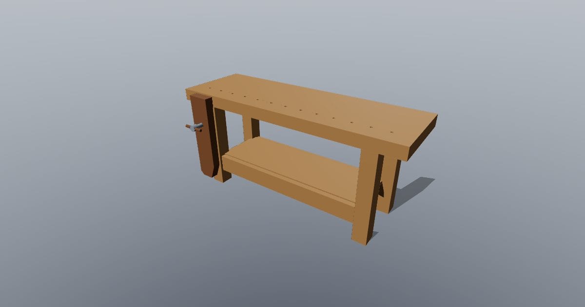Traditional solid timber workbench with leg vise