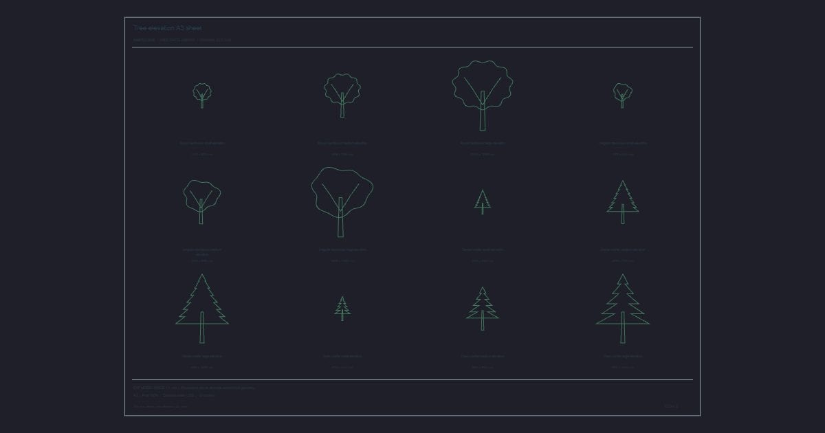 Tree elevation A3 sheet - CAD Collection