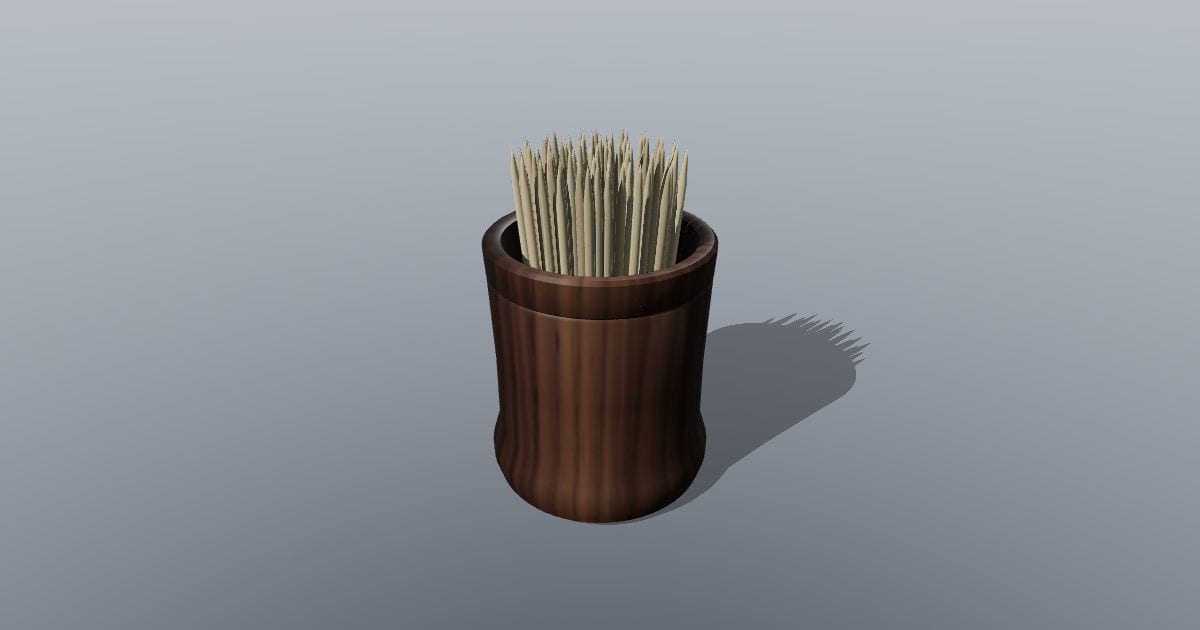 Turned wooden toothpick holder with toothpicks