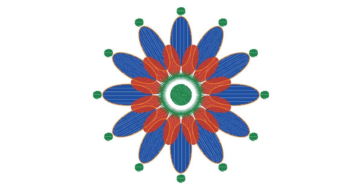 Twelve-petal rosette (Tajima DST): Free DST 2D drawing (CC0 ...