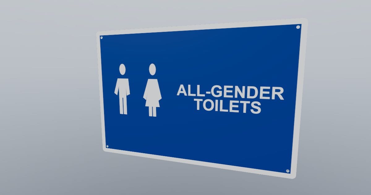 Unisex toilet wayfinding sign