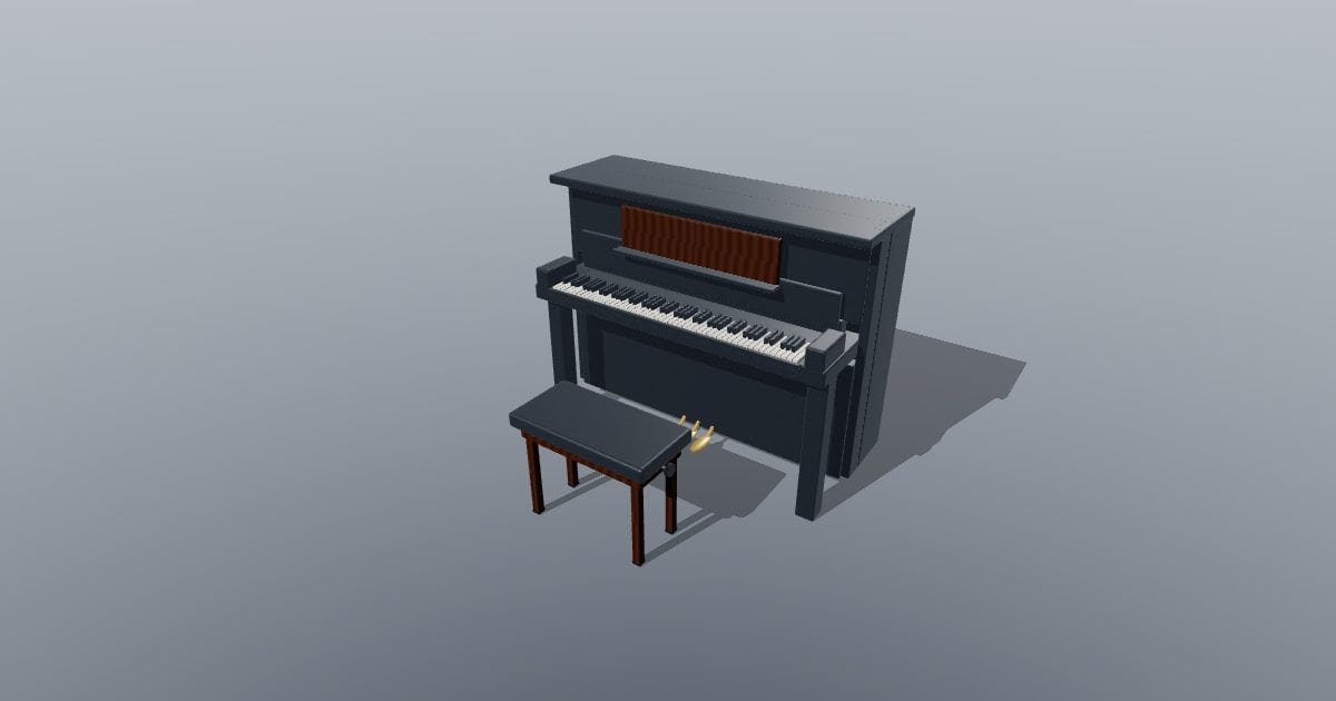 Upright piano with bench