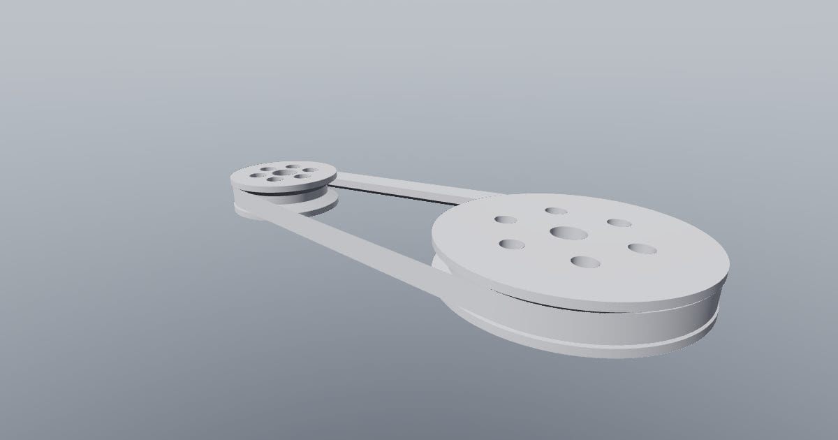 V-belt pulley pair with continuous belt (OBJ)