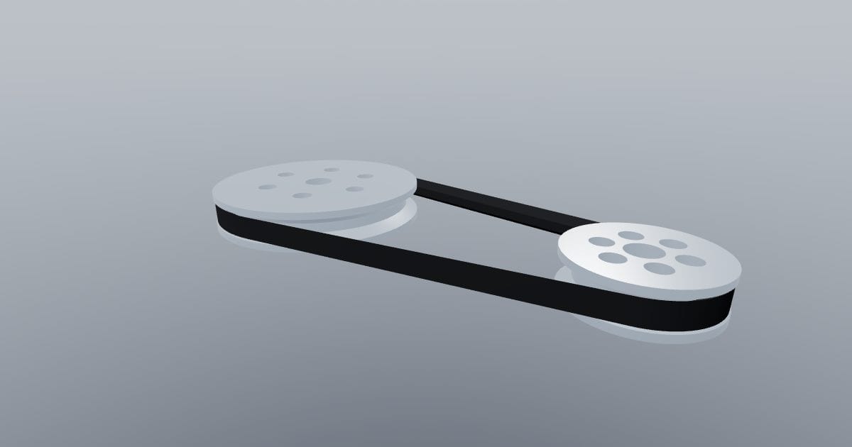 V-belt pulley pair with continuous belt (USDZ)
