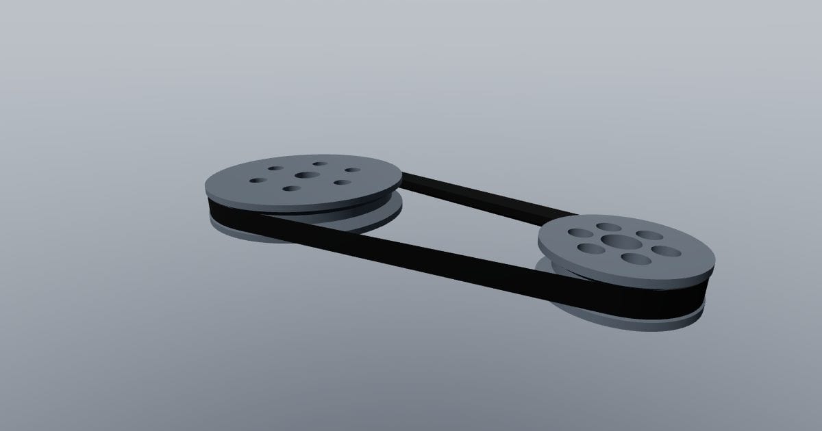 V-belt pulley pair with continuous belt (VRML)