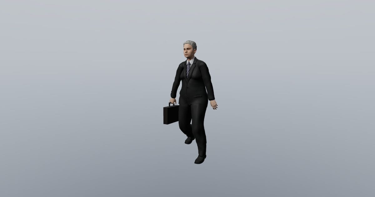Walk carrying briefcase - Harper 3D Person, Animated
