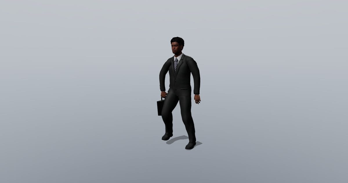 Walk carrying briefcase - Jordan 3D Person, Animated