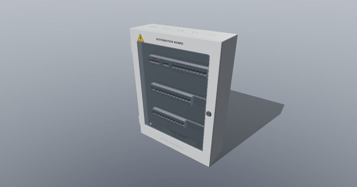 Wall-mounted distribution board with breakers