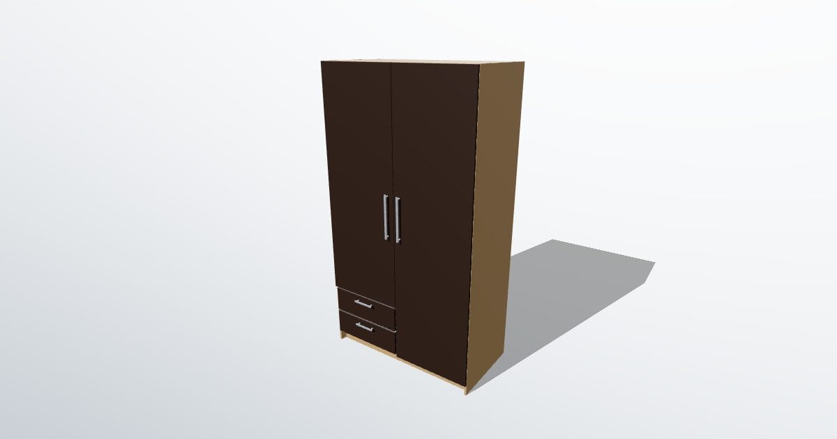 Wardrobe with two doors and drawers