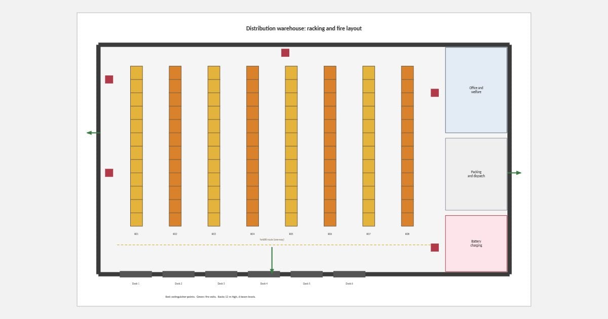 Warehouse racking layout (Visio)