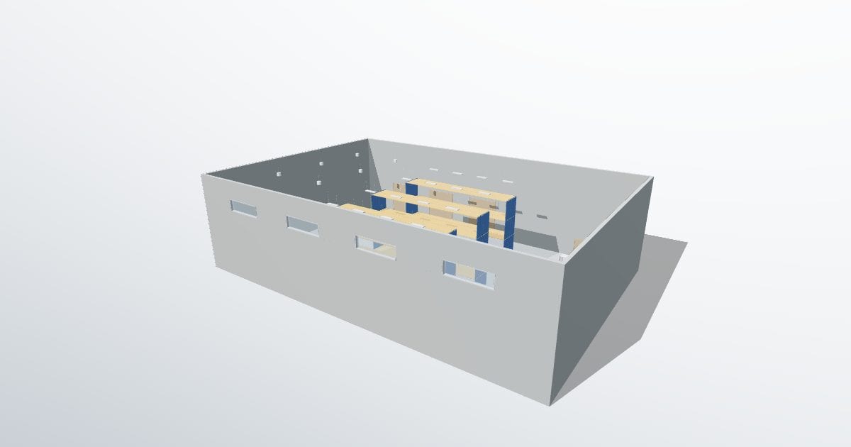 Warehouse with pallet racking (DIALux evo)