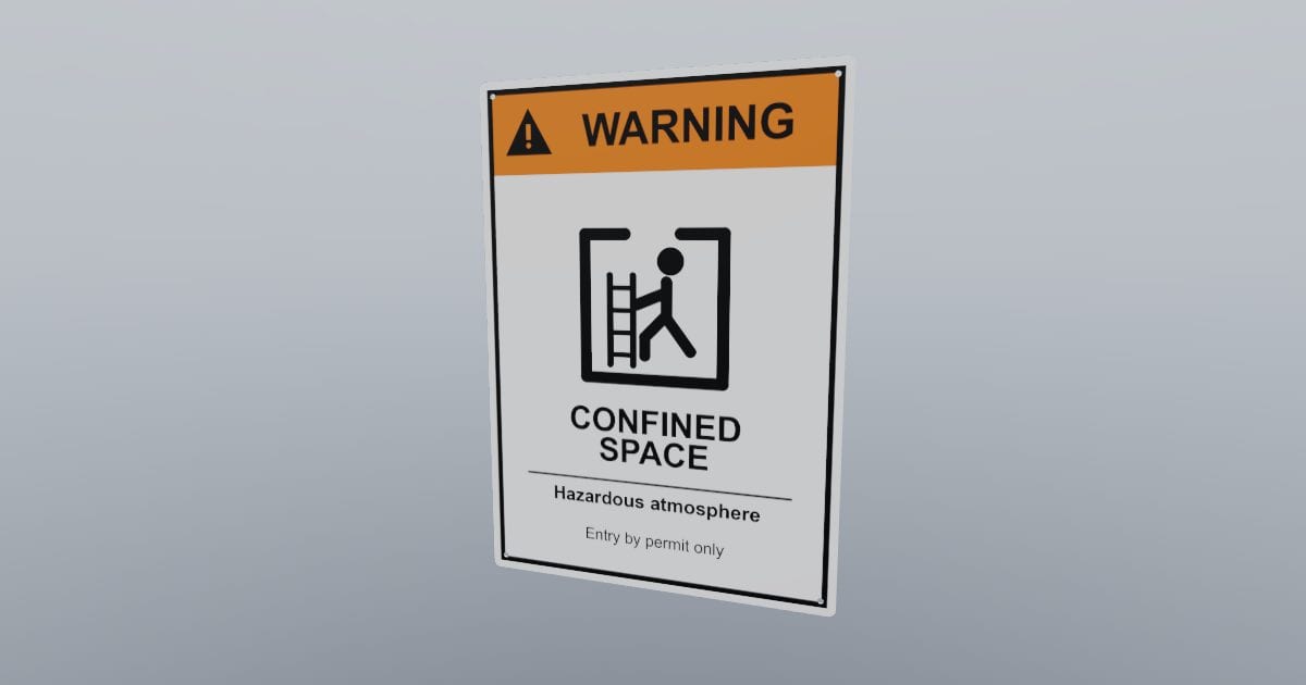 Warning: confined space sign, 254 x 356 mm