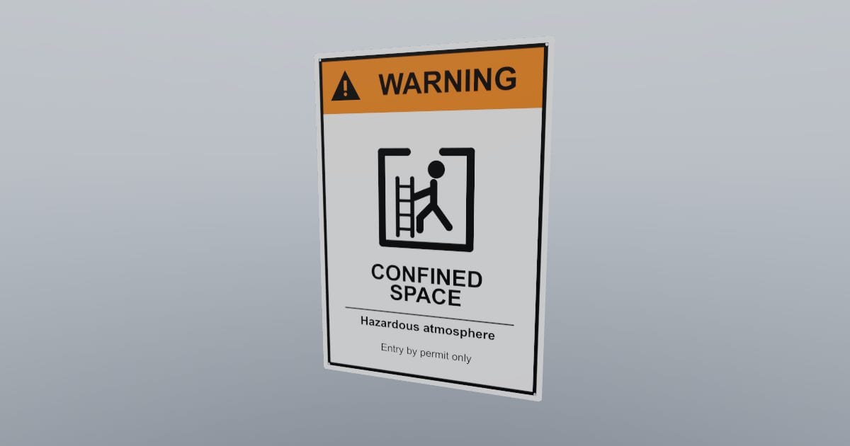 Warning: confined space sign, 356 x 508 mm