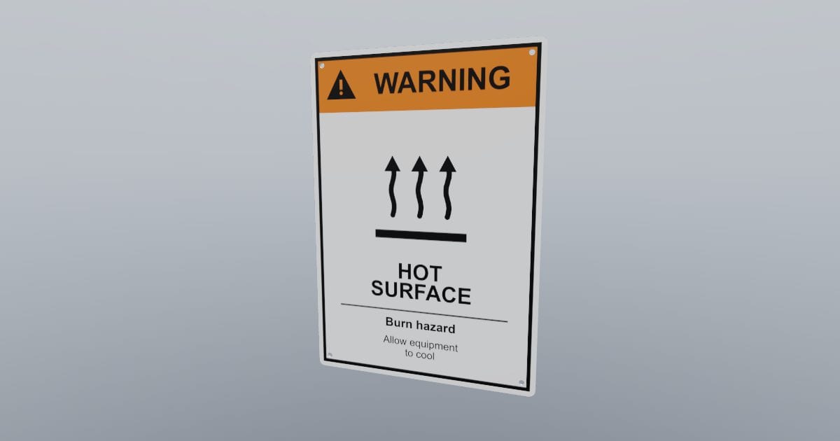 Warning: hot surface sign, 178 x 254 mm