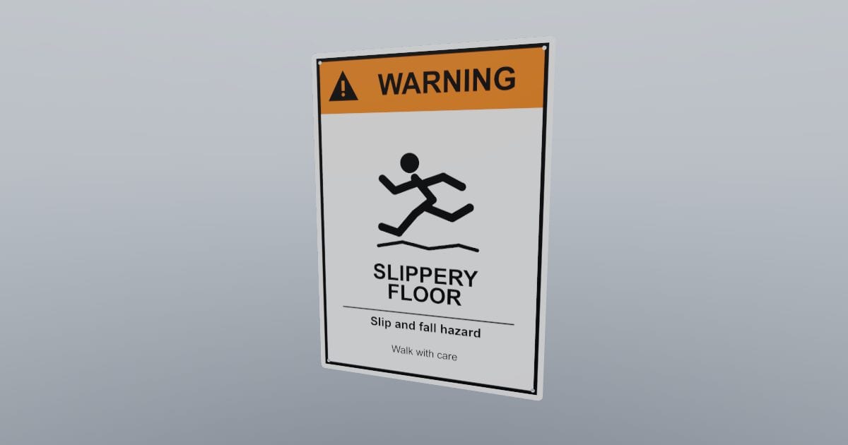 Warning: slippery floor sign, 254 x 356 mm