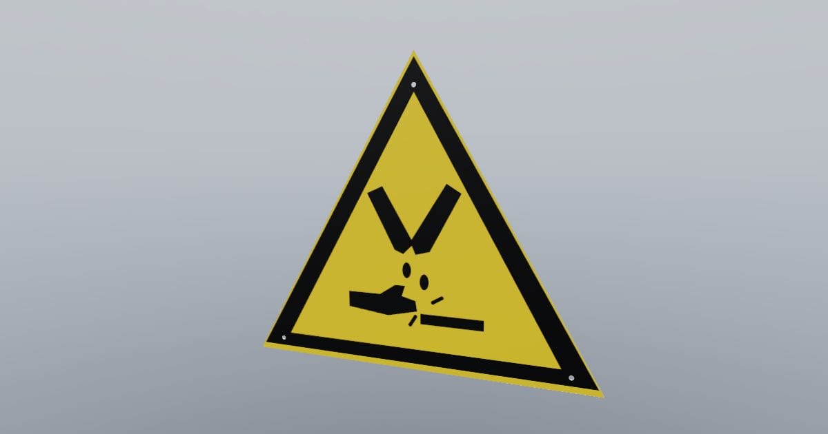 Warning triangle: corrosive material, 300 x 260 mm: Free GLB 3D model ...