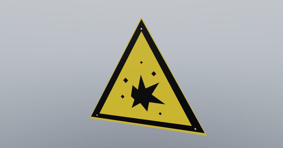 Warning triangle: explosive material, 300 x 260 mm