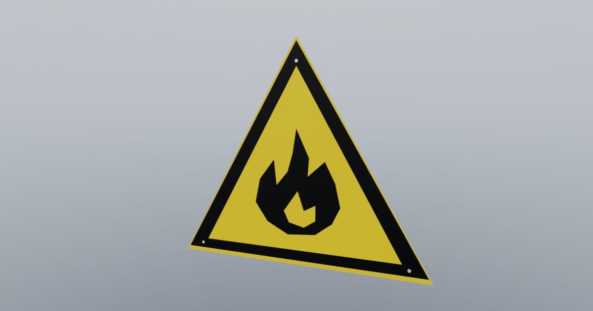 Warning triangle: flammable material, 300 x 260 mm: Free GLB 3D model ...