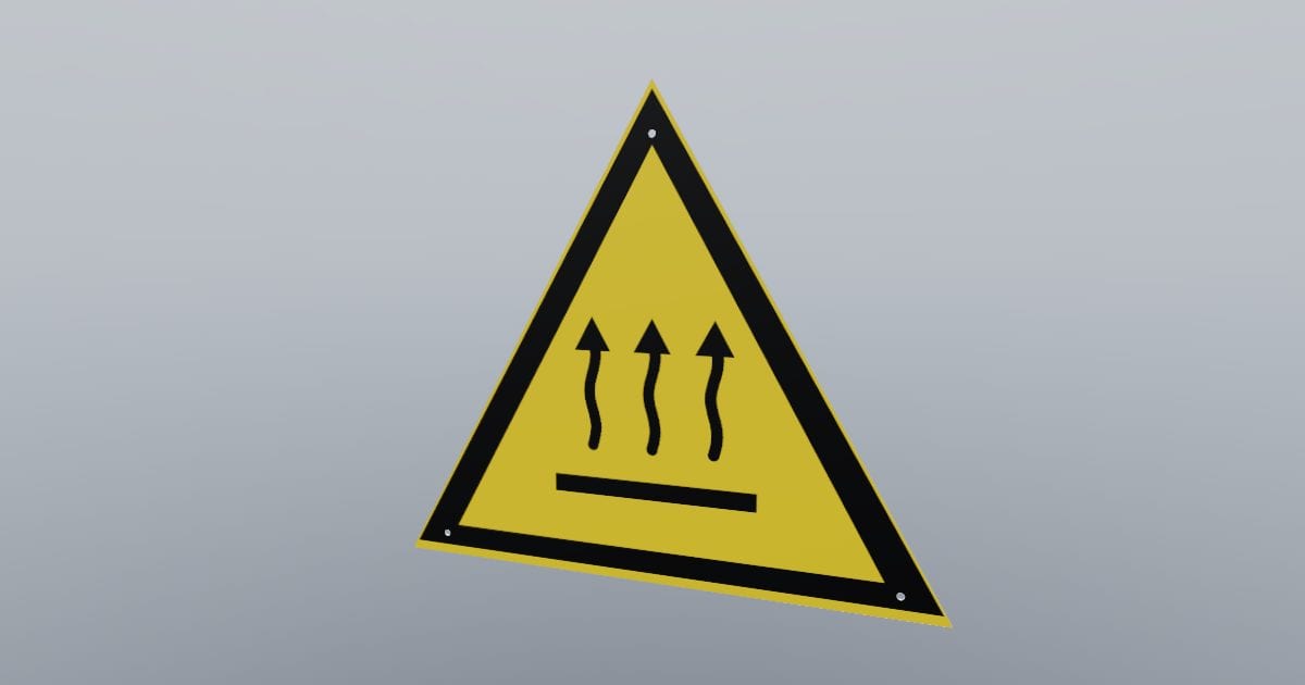 Warning triangle: hot surface, 300 x 260 mm