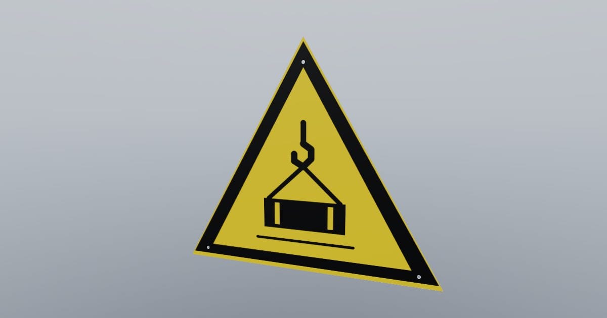 Warning triangle: overhead load, 300 x 260 mm