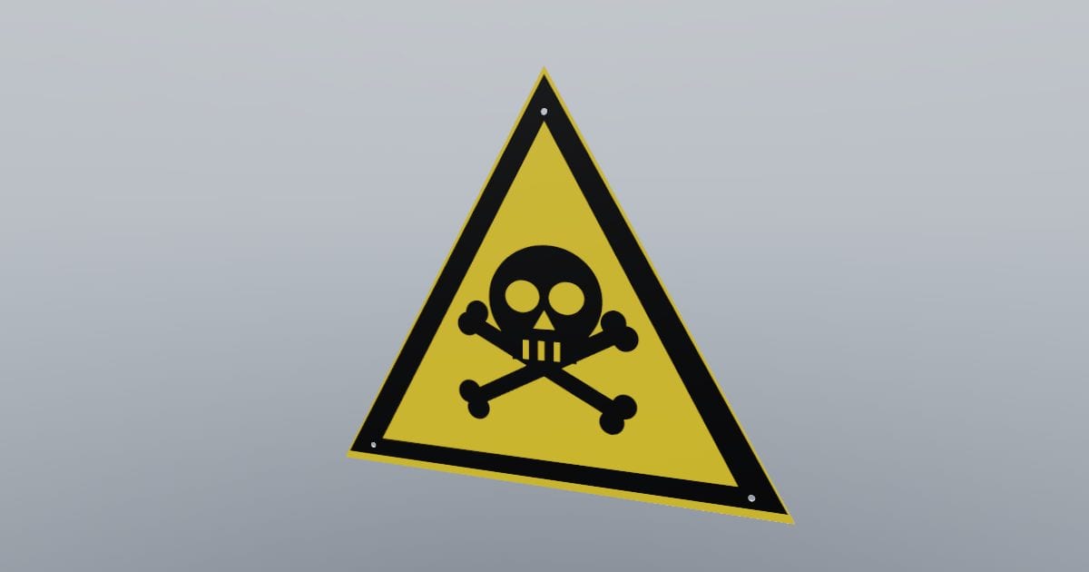 Warning triangle: toxic material, 300 x 260 mm