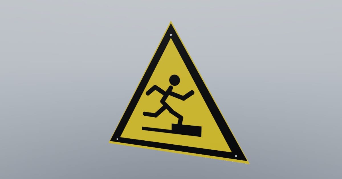 Warning triangle: trip hazard, 300 x 260 mm